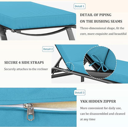 2 Pcs Chaise Lounge Cushions Outdoor, 80" L X 26" W X 4" D Lounge Chair Cushions for Outdoor Furniture, High-Density Foam Patio Chaise Cushion-Waterproof Fade-Resistant ThickPatio lounge chair cushion