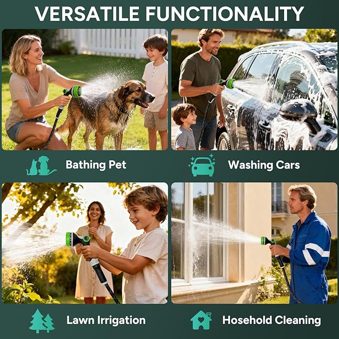 Garden Hose 15FT, Flexible Lightweight Non-Expandable Water Hose, No-Kink, Leak-Proof, Burst-Resistant, High-Pressure for Yard, Outdoor