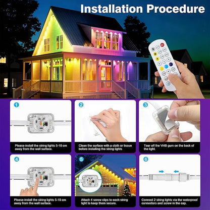 247FT Permanent Outdoor Lights, Permanent RGB 90 LEDs IP67 Waterproof, App and Remote Control Color Changing Eave Lights for Holiday, Christmas, Party, Garden Decor