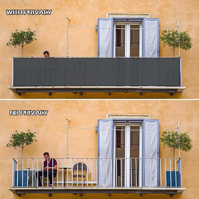 SUNLAX Custom Size 3.3'x12' Dark Grey Fence Covering Privacy Screen Windscreen with Bindings & Grommets,Heavy Duty for Commercial and Residential, 90% Blockage, Cable Zip Ties Included