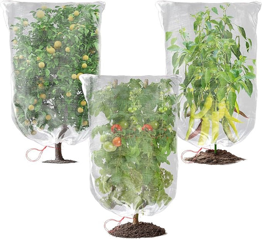 Sukh Bird Netting for Garden Protection - 3 Pack 2.3 x 3.3 FT Blueberry Bush Netting Covers with Drawstring Pest Barrier Plant Net for Fruit Trees, Tomato, Strawberry from Birds, Chicken & Cicadas
