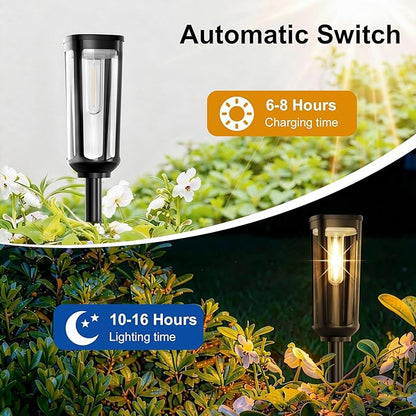 Solar Pathway Lights Outdoor Waterproof IP65, 12 Pack Warm White Solar Walkway Lights, Auto On/Off Outdoor Light for Lawn Garden Patio Driveway Decor Landscape Lighting