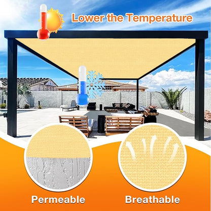 Artpuch Outdoor Pergola Shade Cover 11x16 FT Sun Shade Cloth with Grommets Sand 90% UV Protection Canopy Patio Privacy Screen (Customized Available)