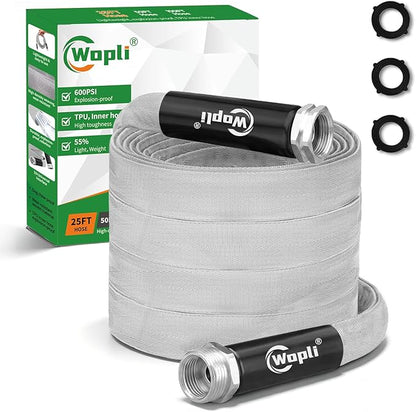 Garden Hose 25ft, Ultra-Light & Flexible Water Hose, Durable, All-Weather, Made of TPU-Drinking Water Safe, Easy to Store & Coil, Kink-Free, Camping, Car Wash, Yard, Garden and Home, Gray