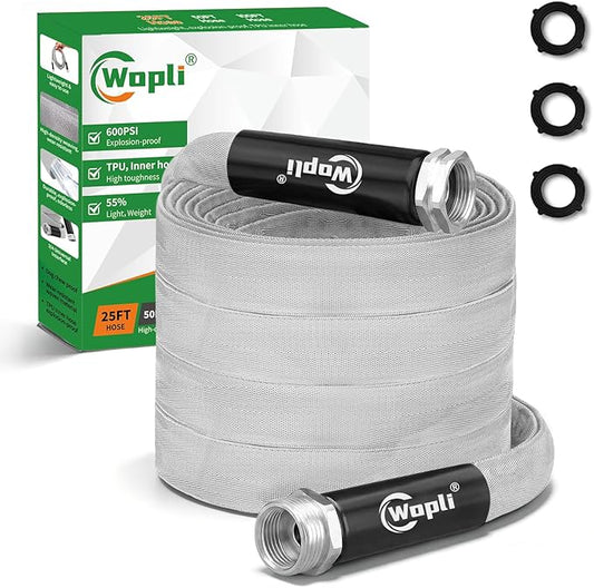Garden Hose 25ft, Ultra-Light & Flexible Water Hose, Durable, All-Weather, Made of TPU-Drinking Water Safe, Easy to Store & Coil, Kink-Free, Camping, Car Wash, Yard, Garden and Home, Gray