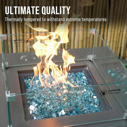 Skyflame 10-Pound Fire Glass for Fireplace Fire Pit and Landscaping, 1/2-Inch Aqua Blue Reflective