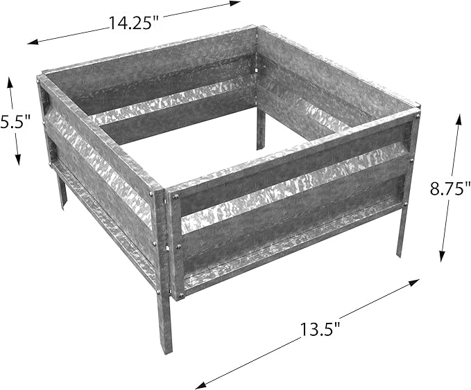 Pure Garden Raised Garden Bed Plant Holder Kit with Adjustable Galvanized Iron for Growing Flowers, Vegetables, Herbs