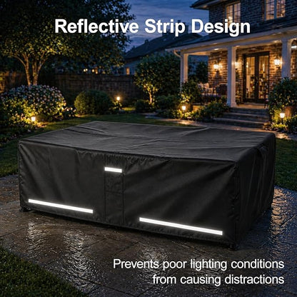 Rectangular Outdoor Furniture Covers Waterproof, Heavy Duty Patio Furniture Covers, 100% Waterproof Outdoor Couch Covers, Lawn Patio Sofa Cover with Air Vent and Handle, 124" L X 63" W X 28" H