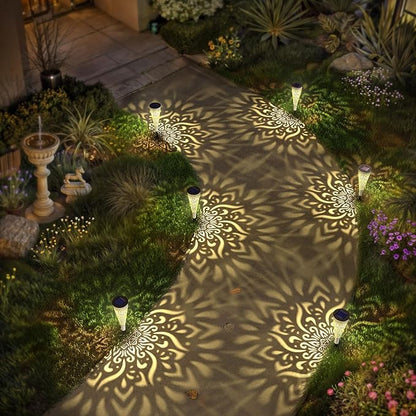 6 Pack Solar Lights Outdoor Garden Decorative Solar Garden Lights with Warm Light Waterproof Solar Pathway Landscape Light for Path Patio Backyard Walkway Yard Decor (White, 6Pcs)