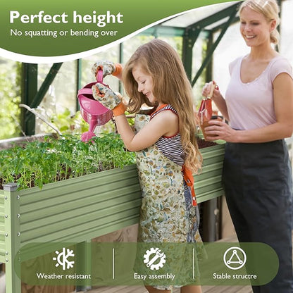Raised Garden Bed with Legs, 48×24×32in Large Galvanized Elevated Planter Box, Metal Raised Beds for Gardening Backyard Patio Balcony, 400lb Capacity (Avocado Green)