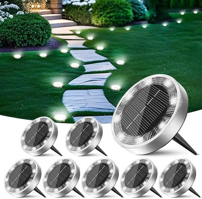 Peasur Solar Lights Outdoor Waterproof, 8 Pack Solar Powered Ground Lights Outdoor, IP68 Waterproof, Anti-Rust, Solar Garden Lights Landscape Lighting for Pathway Yard Lawn Walkway Driveway,Cool White
