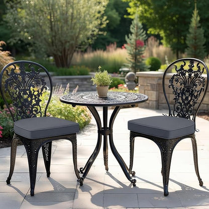 Outdoor Chair Cushions Set of 2: Waterproof & Fade Resistant Patio Furniture Cushions - 18.5 x 16 x 2 Inch Non Slip Round Corner Seat Cushion Pads with Removable Cover for Garden Yard Lawn, Dark Grey