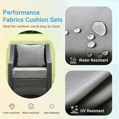 Outdoor Cushions for Patio Furniture,Outdoor Seat Cushion Set 24 x 24 x 4 Inch,Waterproof & Fade Resistant Outdoor Chair Cushions,Deep Patio Chair Cushion with Removable Cover,Light Grey