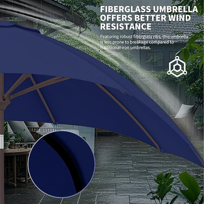Kingdura 10FT Outdoor Patio Umbrella, Market Table Umbrella with Push Button Tilt and Crank, 8 Sturdy Fiberglass Ribs, UV Protection for Pool, Lawn, Deck, Backyard, Garden (Navy blue)