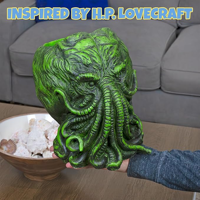 Toy Vault Cthulhu Planter Pot (11-Inch); Large Monster Resin Planter Inspired by H.P. Lovecraft