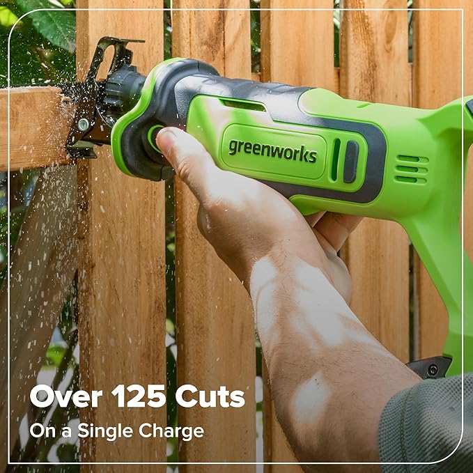 GREENWORKS 24V (6-TOOL) Combo (Drill, Impact Driver, Circular Saw, Reciprocating Saw, Multi-Tool, Flashlight), 4.0Ah + 2.0Ah (24,000mAh Power Bank) Batteries, (2) Cables, 65W Rapid Charger