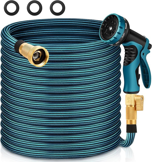 Garden Hose 50FT Non-Expandable Water Hose Lightweight Flexible Kink-Free Leak-Proof Outdoor Hose Portable Watering Pipe for Yard Lawn Camper Outside Durable Fabric with 3/4 Inch Brass Fittings