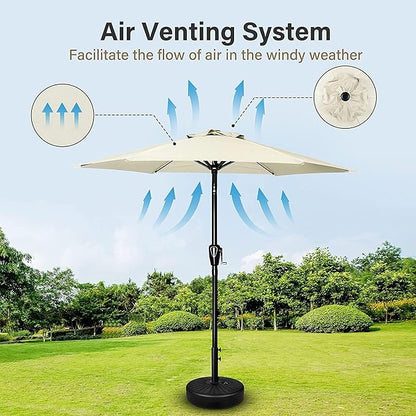 Simple Deluxe 2 Pack 9FT Outdoor Patio Umbrella Table Market Umbrella with Push Button Tilt and Crank, 8 Sturdy Ribs, UV Protection Waterproof for Garden, Lawn, Deck, Backyard, Pool, Creamy White