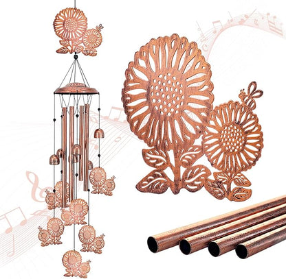 Sunflower Wind Chimes Outdoor Sunflower Gifts for Women Mom Men Dad Unique Birthday Gifts Metal Flower WindChimes for Outside/Indoors, Patio, Lawn, Yard, Home Decor, Outdoor Decor, Garden Decoration