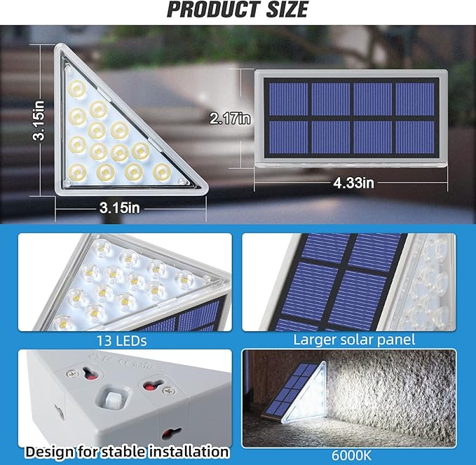 NIORSUN Solar Step Lights,24 Pack Cool White Solar Stair Lights Outdoor Waterproof IP67 Auto On Off,Solar Lights for Steps,Stair,Patio,Yard,Porch,Front Door,Sidewalk,Deck Decor