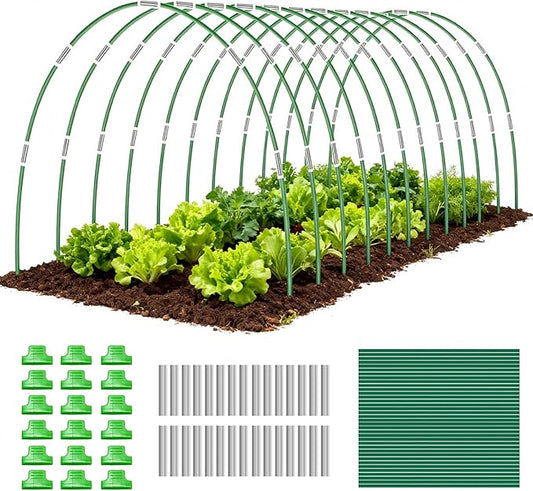 72 PCS Garden Hoops Greenhouse Hoops, Durable Plastic Coated Fiberglass Garden Tunnel for Raised Beds, DIY Plant Support Stakes for Garden Netting & Row Cover, Rust-Free Frames