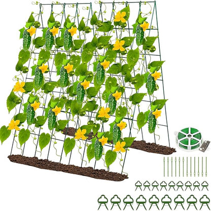 2 Pack Cucumber Trellis for Raised Garden Bed, 42"X 16" A-Frame Garden Trellis, Metal Climbing Plants Support Trellis for Tomato, Beans,Vegetables