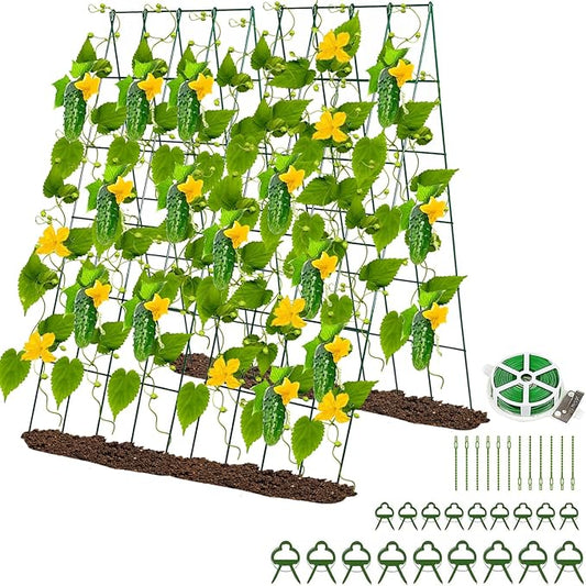 2 Pack Cucumber Trellis for Raised Garden Bed, 42"X 16" A-Frame Garden Trellis, Metal Climbing Plants Support Trellis for Tomato, Beans,Vegetables