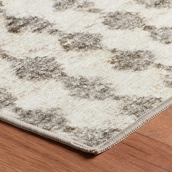 Dash & Albert Izzy Grey Machine Washable Rug, 2 X 3 Feet, Grey Graphic Pattern