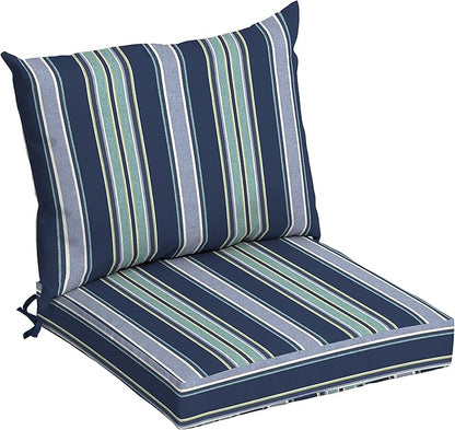 Arden Outdoor Dining Chair Cushion, 21 x 21, Rain-Proof, Fade Resistant 21 x 21, Sapphire Aurora Blue Stripe
