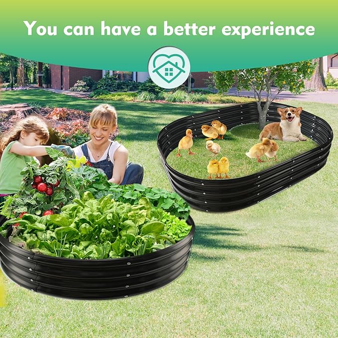 60 Inch Diameter Galvanized Garden Raised Bed/Plant Box/Fire Pit Ring - 0.8mm Thick,12 Inch Tall,Perfect for Planting a Variety of Flowers,Herbs,Vegetables (Black, 60 Dia X 11.5 inches)