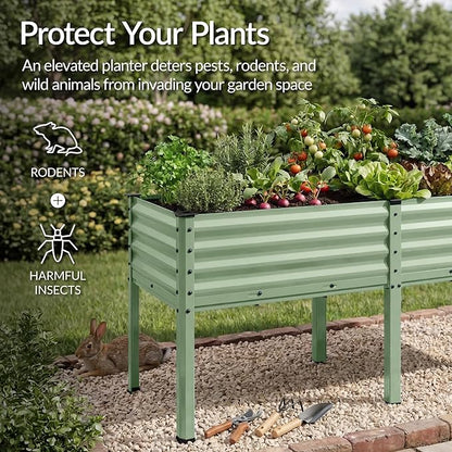 Best Choice Products 72x24x30in Non Toxic Galvanized Raised Garden Bed, Metal Elevated Planter Box, Vegetable Garden, 100% Non Toxic Materials - Sage Green