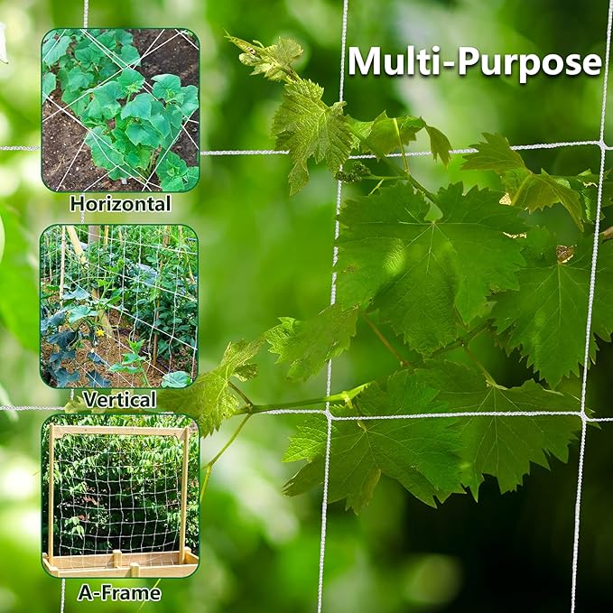 Toolazy Trellis Netting 5 x 750 ft - Heavy Duty Nylon Garden Netting with 6 Inch Mesh, Soft Plant Support Net for Tomatoes, Cucumbers, Peas, Vine Climbing Vegetables, Indoor Outdoor Greenhouse