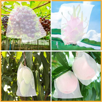 Kikhope 100Pcs Fruit Protection Bags, 6"x4" Garden Netting Bags with Drawstring, Fruit Netting Bags, Netting Barrier Bags for Protecting Fruits and Vegetables
