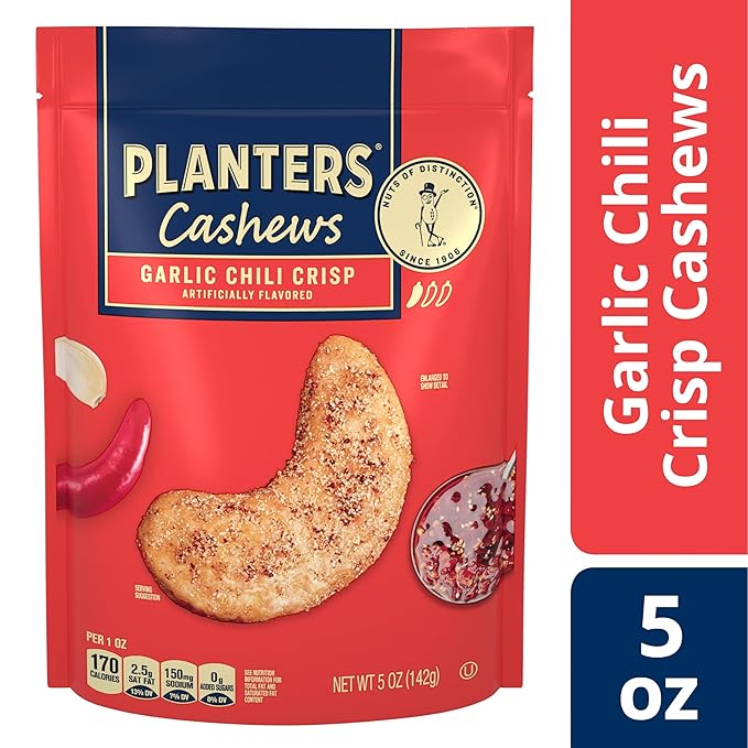 PLANTERS Garlic Chili Crisp Cashews, 5oz Bag (Pack of 4)