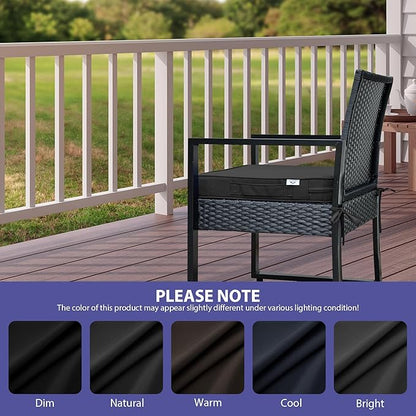 Outdoor Chair Cushions Set of 4,Waterproof Outdoor Seat Cushions for Patio Furniture,Patio Chair Cushion with Handle and Ties, Square Out Door Chair Pads,18.5" x 16" x 3", Black