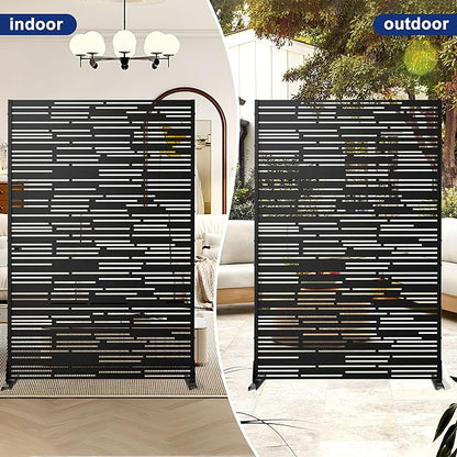 Outdoor Privacy Screen,72" H×47" W Metal Privacy Screen, Freestanding Privacy Fence Panels for Patio