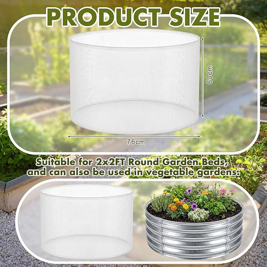Woanger 3 Pack Garden Netting for Raised Beds Fine Mesh Plant Cover with Drawstring for 2 ft Dia x 1 ft Round Raised Beds Animal Barrier for Bird Pest Vegetables Fruits Flowers