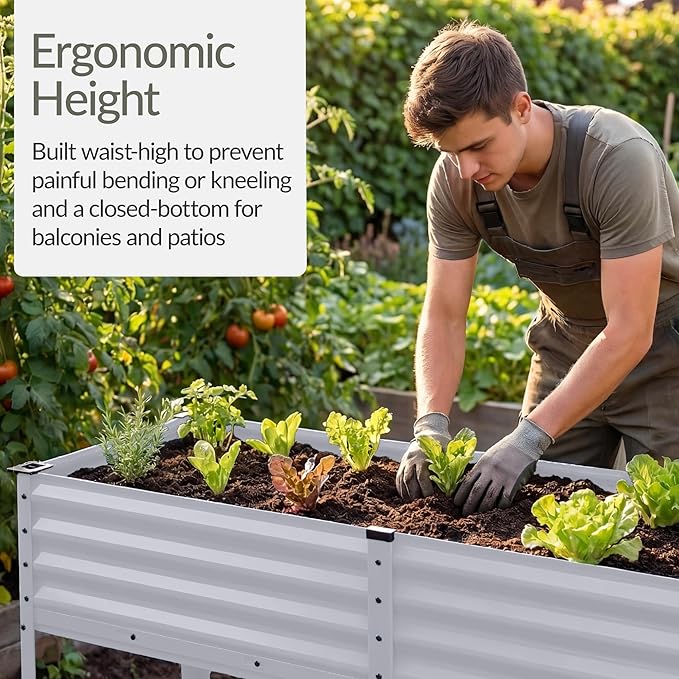 Best Choice Products 72x24x30in Non Toxic Galvanized Raised Garden Bed, Metal Elevated Planter Box, Vegetable Garden, 100% Non Toxic Materials - Moonlight Gray