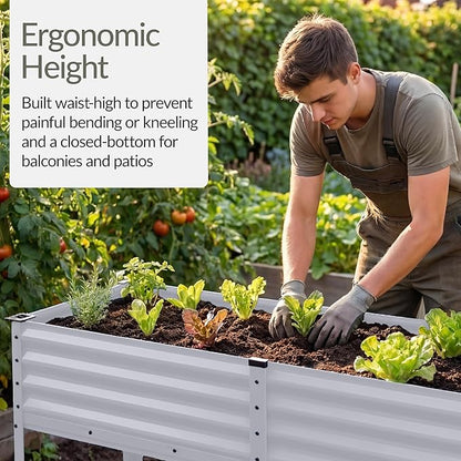 Best Choice Products 72x24x30in Non Toxic Galvanized Raised Garden Bed, Metal Elevated Planter Box, Vegetable Garden, 100% Non Toxic Materials - Moonlight Gray