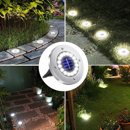 NFESOLAR 16 Pack Solar Lights Outdoor, 16 LEDs Bright Solar Ground Lights Outdoor Waterproof for Pathway Garden Yard Lawn Walkway Driveway (White)