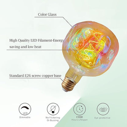SD LUX Oversized Vintage LED Light Bulbs 5W, Medium Base E26, Giant Huge Edison Bulb Large Full Color Decorative Bulbs, Dimmable 250LM(25W Equi) Pendant Lighting Warm White 2200K,1 Pack (G150C)