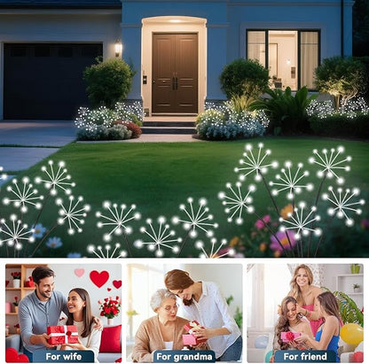 Slyuexu Solar Garden Lights 2 Pack Waterproof Swaying Starburst Light Solar Outdoor Lights for Yard Patio Walkway Pathway Party Wedding Decoration, Unique Gifts for Women, White