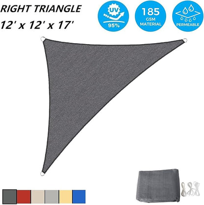 AsterOutdoor Sun Shade Sail Triangle 12' x 12' x 17' UV Block Canopy for Patio Backyard Lawn Garden Outdoor Activities, Graphite
