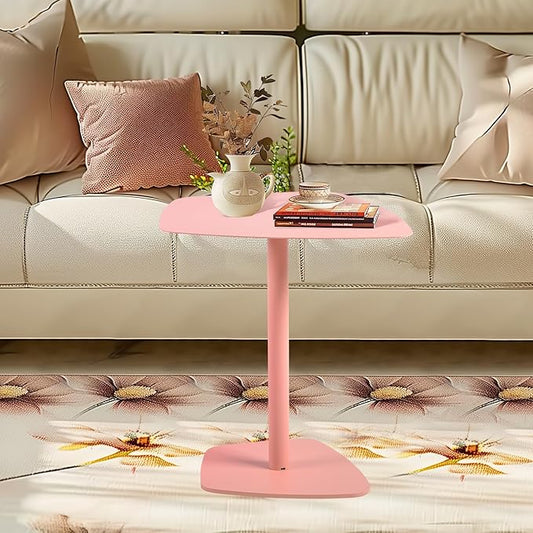 C Table End Table,Tray Metal Sofa Side Table, Accent Coffee Table, Waterproof and Anti-Rust Outdoor&Indoor Snack Table (Model B, Pink)