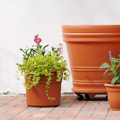 Bloem Posy 10" Terra Cotta Round Resin Planter Pot Indoor and Outdoor Gardening