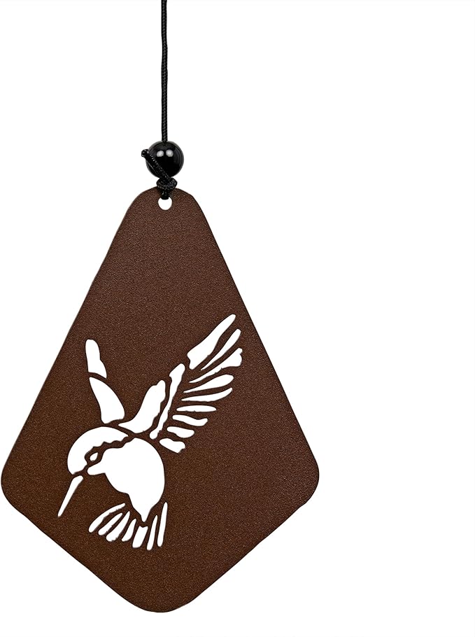 Alpine Corporation 51" Aluminum Tuned Wind Chimes with Hummingbird Design Windcatcher, Brown