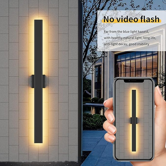 Aipsun 2 Packs Black Outdoor Wall Light 39.4inch Modern LED Exterior Wall Sconce, Long LED Linear Exterior Lights 3000K 4000K 6000K for House Living Room Corridor(3CCT)