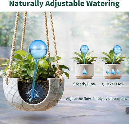 Soilagua 12-Pack Plastic Plant Watering Globes, Premium PVC Shatter-Resistant Plant Waterer, Self Watering Planter Insert with Tapered Opening, Automatic Watering Spikes for Daily & Vacation