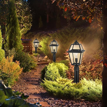 Large Outdoor Post Light Fixture, Colonial Exterior Pillar Lantern with Black Finish & Clear Glass, Vintage Pier Mount Pole Light Lamp for Garden, Backyard, Courtyard, Patio, Pathway, Walkway