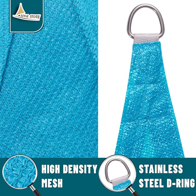 LOVE STORY Custom Size 9' x 20' Turquoise Blue Rectangle Sun Shade Sail Canopy Patio Sail Fabric Cloth Cover UV Block (We Make Custom Size)